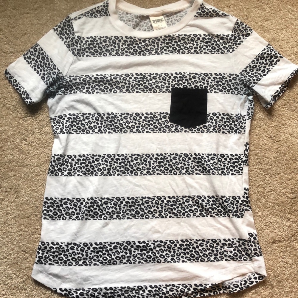 Victoria’s Secret Pink striped cheetah t-shirt